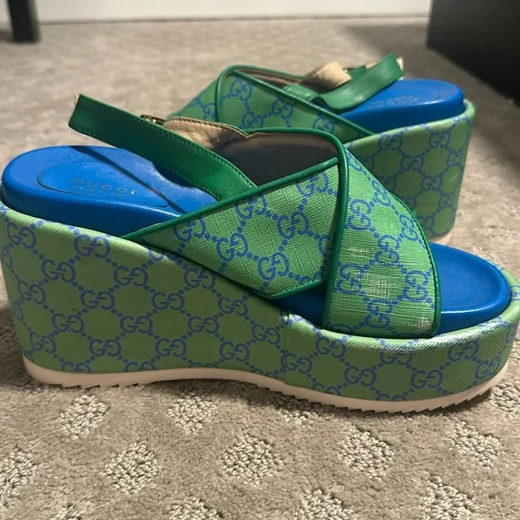 Gucci platform wedge sandals - Picture 1 of 5
